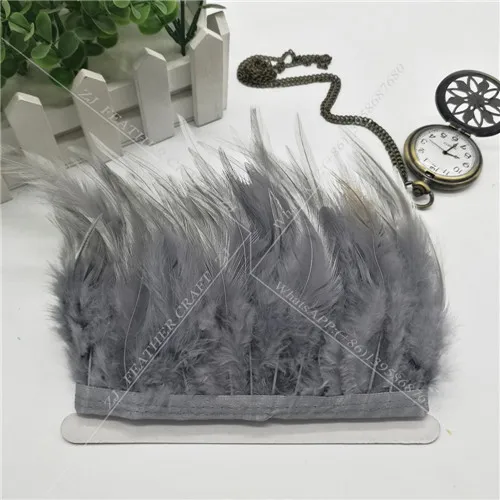 No. 10 Grey 10 ярдов, 10-15 см, отделка из натурального меха хакле/петух, хвост, куриное перо, отделка для платья/юбки/костюма/ремесла, 35 цветов - Цвет: No. 10 Grey