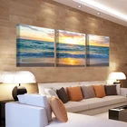 Современное домашнее настенное художественное украшение, Безрамная модульная Картина на холсте, Постер Q406 Для океан, закат, пляж, морской пейзаж