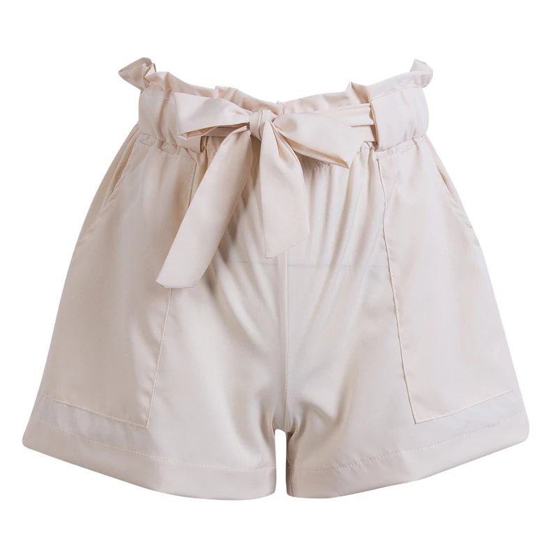 Хаки Женские сексуальные повседневные шорты с высокой талией, креповые шорты, черные, белые, армейские, зеленые, летние, одноцветные, свободные, трапециевидные шорты, шорты, нижняя одежда - Цвет: Хаки