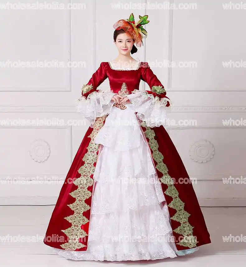 2017 Новый красный Вышивка Marie платье Антуанетты Гражданская война Southern Belle Платье