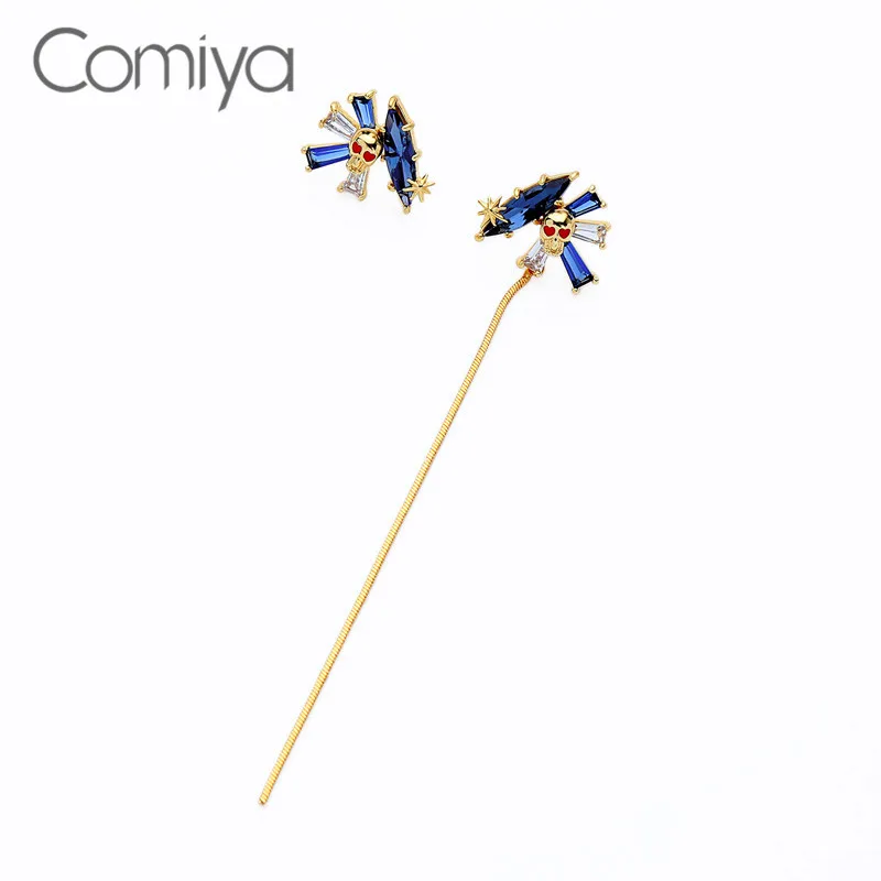 Comiya Висячие серьги для женщин Цинковый золотистый сплав длинные звенья модные с