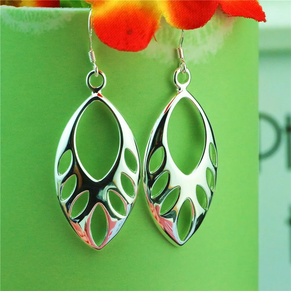 925 sterling silver women earrings Korean hollow jewelry gifts | Украшения и аксессуары