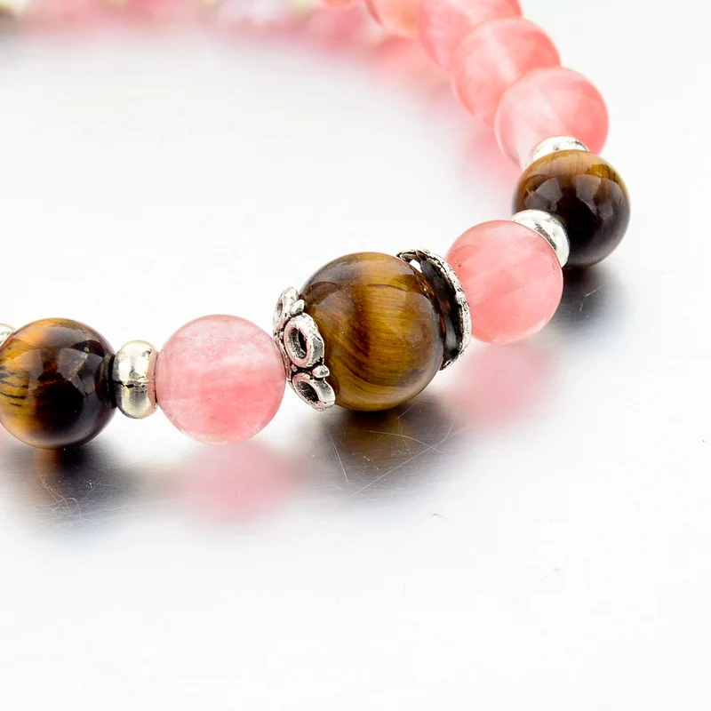 LongWay розовый браслет с бусинами тигровый глаз из натурального камня для женщин