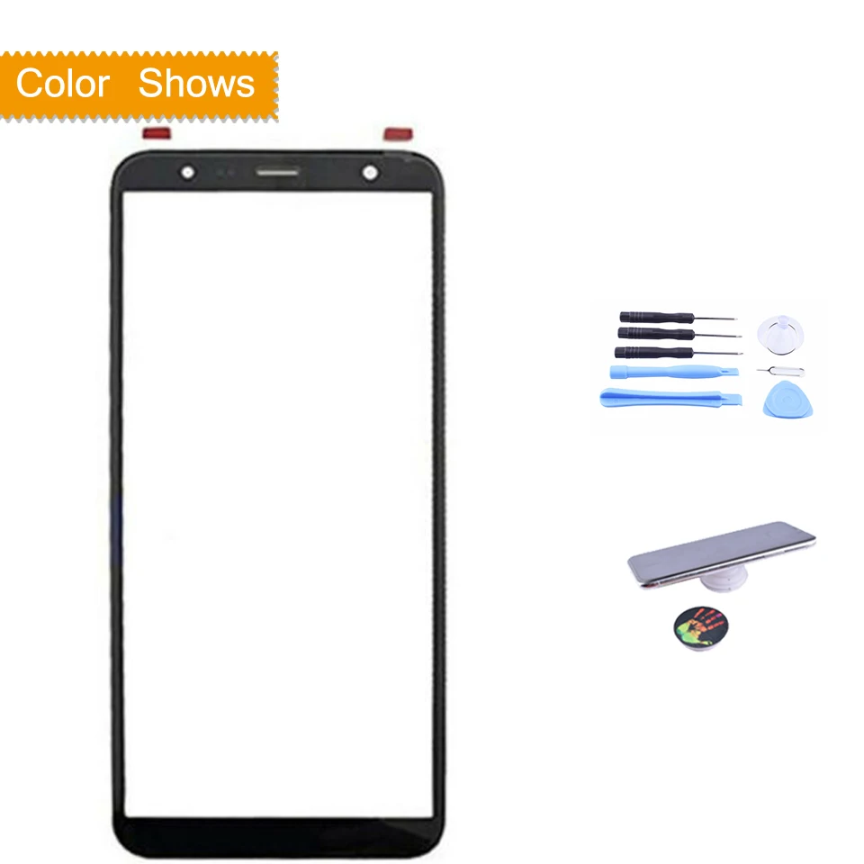 black with gift Сенсорный экран 6," для samsung Galaxy J6 Plus J6+ J610 J610F SM-J610F/DS Сенсорная панель ЖК-передняя внешняя стеклянная Замена объектива - Цвет: black with gift