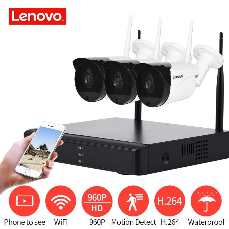 Lenovo Беспроводная система наблюдения 960P HD 1.3MP ночное видение HDMI AHD CCTV DVR 3CH наружная