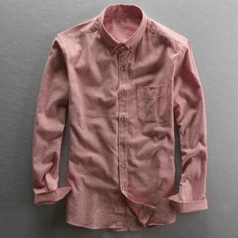 ICPANS хлопок лен Camisa Masculina в полоску с длинным рукавом мужские рубашки летние