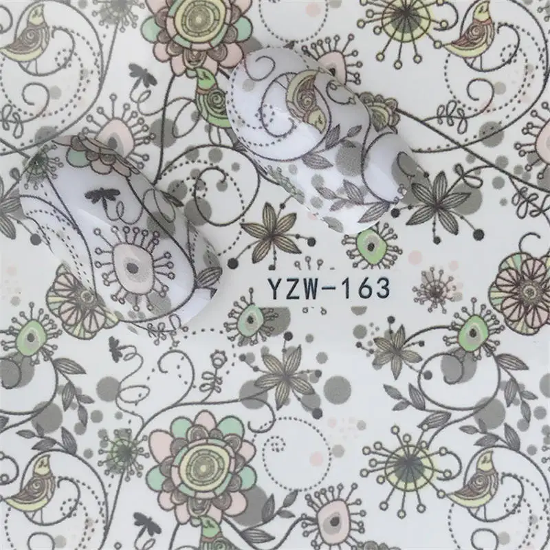 YZW-163 YZWLE, 1 шт., модный стиль Харадзюку, Ретро стиль, животное, кошка, флора, цветок, переводная наклейка для ногтей, слайдер, инструмент для маникюра - Цвет: YZW-163