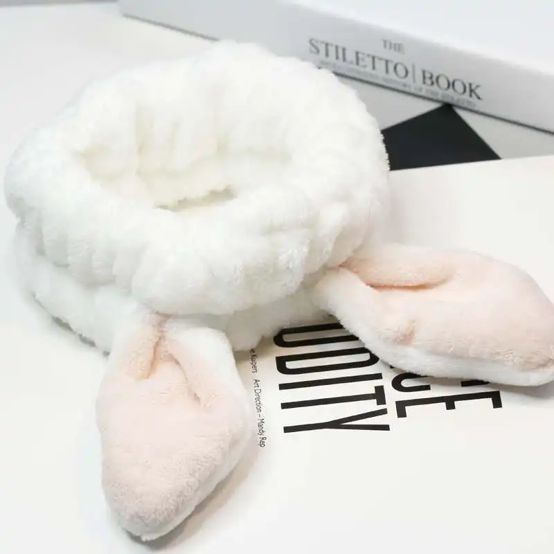 Супер милый ободок с ушками кролика эластичный для мытья лица и нанесения макияжа широкий ободок для волос для женщин и девочек - аксессуары для волос.