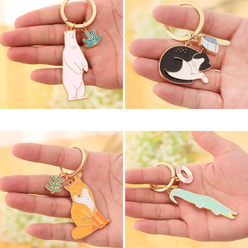 RE милый брелок для ключей с животными собачий полярный мишка волка крокодила