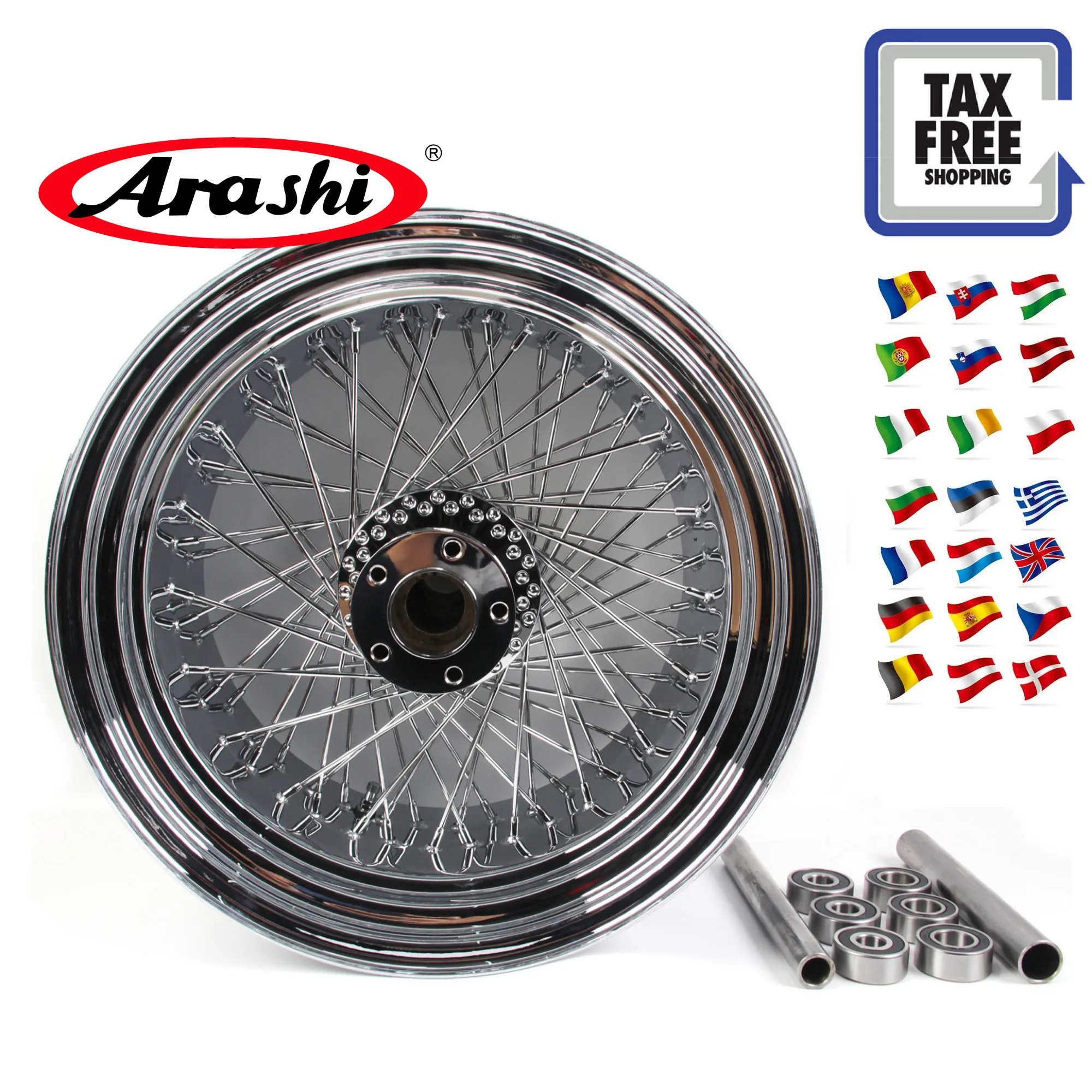Араши 18X8,5 ''80 говорил хромированное колесо обод заднего диски для Harley Davidson пользовательские Применение FXSB велосипед дорожный, King FLHX FXSTC FLTR