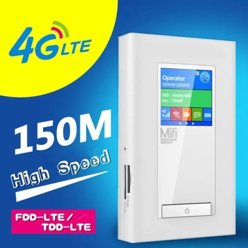 Для США/Канада/Мексика 4G LTE Беспроводной маршрутизатор 5200 мАч Мощность Bank 150 Мбит