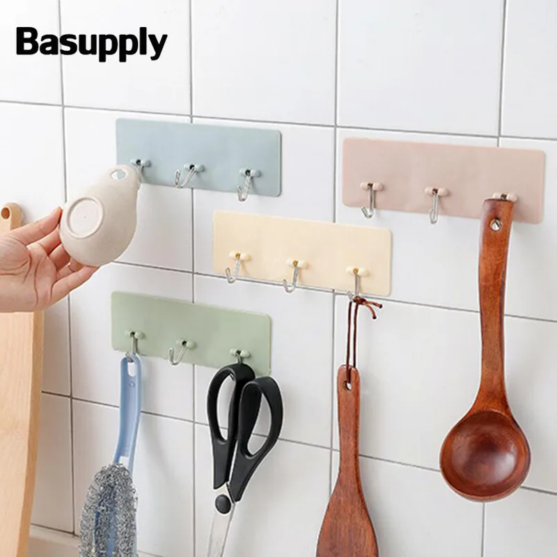 Basupply 1 шт. 3 крючка для кухонной посуды крючок подвесной шляпы сумки ключей
