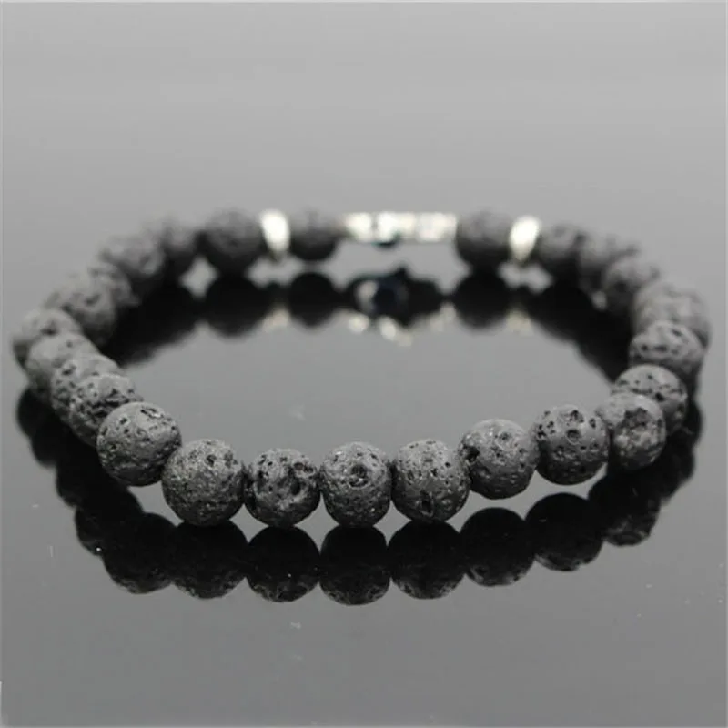 NADEEM Новое поступление браслет бусина из лавового камня античный серебряный цвет