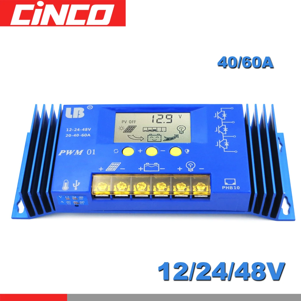 LB 60 40 A ЖК-дисплей 12 В/24 В/48 в PWM LB бренд Солнечная Панель Контроллер заряда Регулятор Авто литиевая железная батарея Li-ion