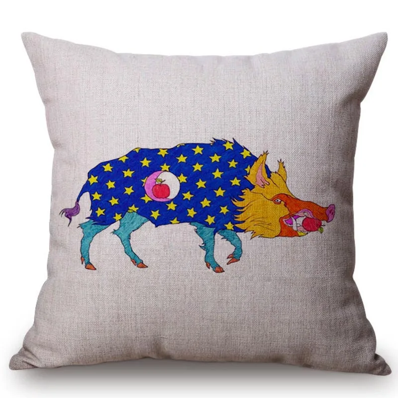 Чехол для подушки в виде слона жирафа страусиного стиля цветной рисунок дикий