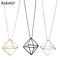 2020 jewelry fine fashion geometry line three dimensional hollow triangle long sweater chain send free necklace