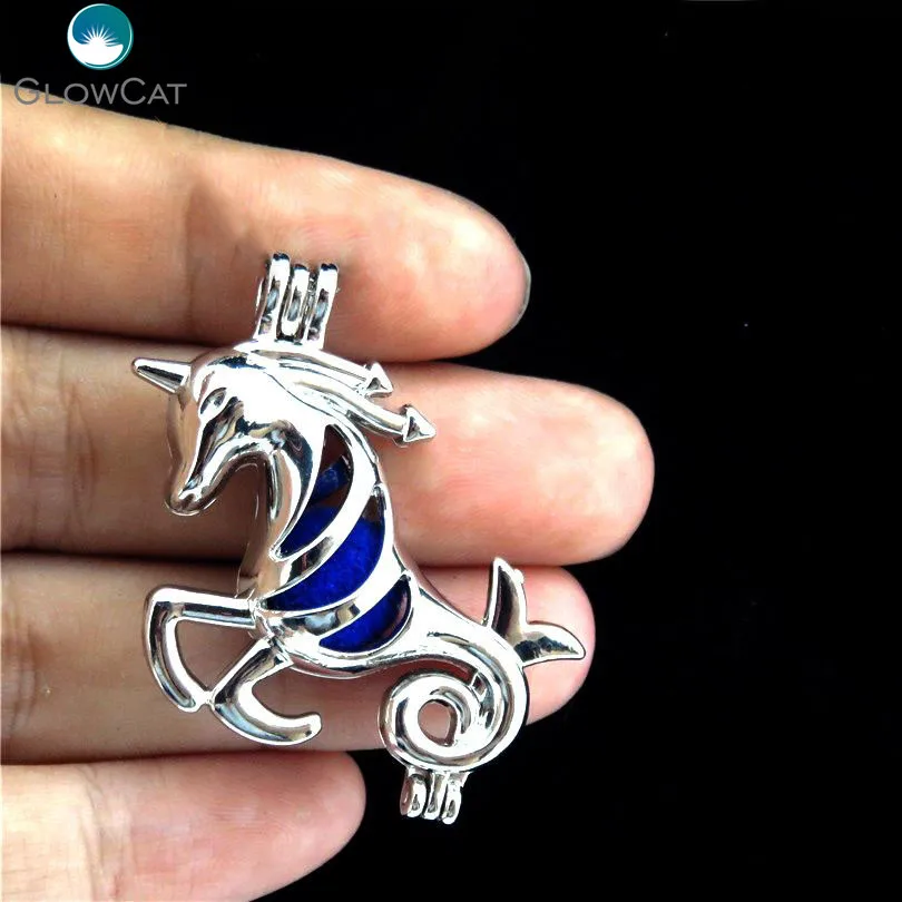 K178 5X/lot Silver Alloy Unicorn Oysters Bead Cage Pendant Fairytale Party Essential Oil Diffuser Locket | Украшения и аксессуары