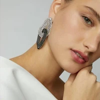 rongho new crystal knot stud earrings for women blackwhite rhinestone geometric earring femme brincos wedding jewelry
