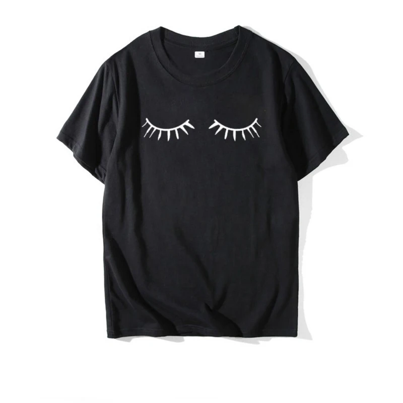 2018 Harajuku футболка женская с принтом ресниц Camisetas Mujer плюс размер мягкая хлопковая