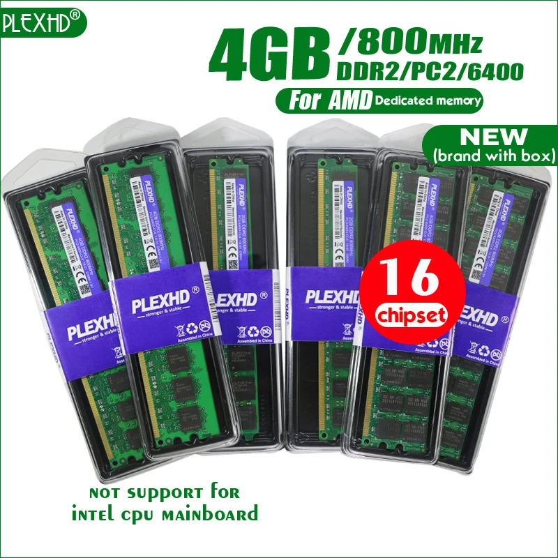 Новый PLEXHD 4 Гб 16 чипов DDR2 PC2 6400 800 МГц 4G для настольных ПК DIMM оперативная память 240