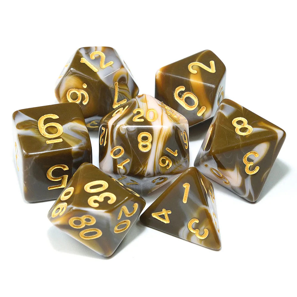 24 Coffee White Многогранные DnD смешанные цвета кости 7 шт./компл. для ролевой игры «Подземелья и Драконы настольные игры D4, D6, D8, D10, D%, D12, D20 - Цвет: 24 Coffee White