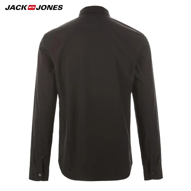 JackJones Мужская зимняя 100% хлопковая приталенная с острым воротником Однотонная