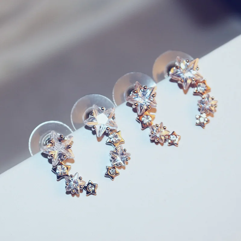S.vex Fashion Jewelry Cute Earrings for Women Silver Crystal Stars High Quality CC Earring Wedding Pendientes | Украшения и