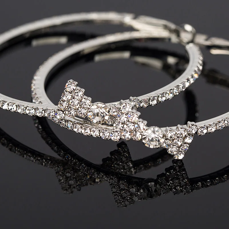Earring crystal bow big circle earrings hoop 2016 for women #E090 | Украшения и аксессуары