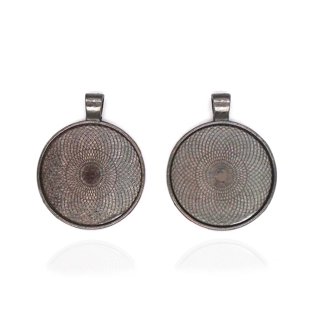 20 x Gunmetal Черное круглое ожерелье Безель пустой кулон лотки Кабошон Камея основа