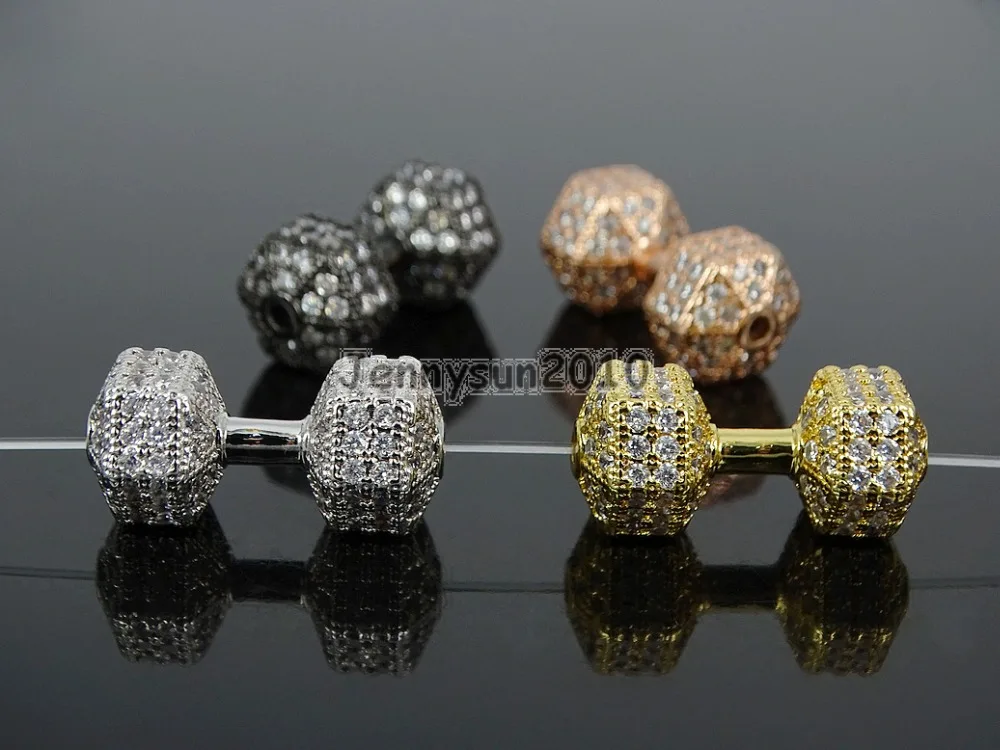 Прозрачные циркониевые камни паве гантели 10x22 мм браслет соединитель Шарм бусины