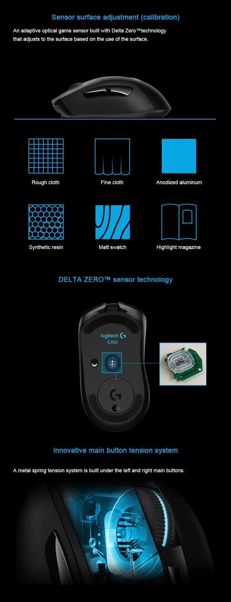 Беспроводная игровая мышь logitech G703 2,4 Ghz с RGB для ПК, ноутбука, настоящая оптическая эргономичная оптическая мышь 12000 dpi, официальный тест агентства