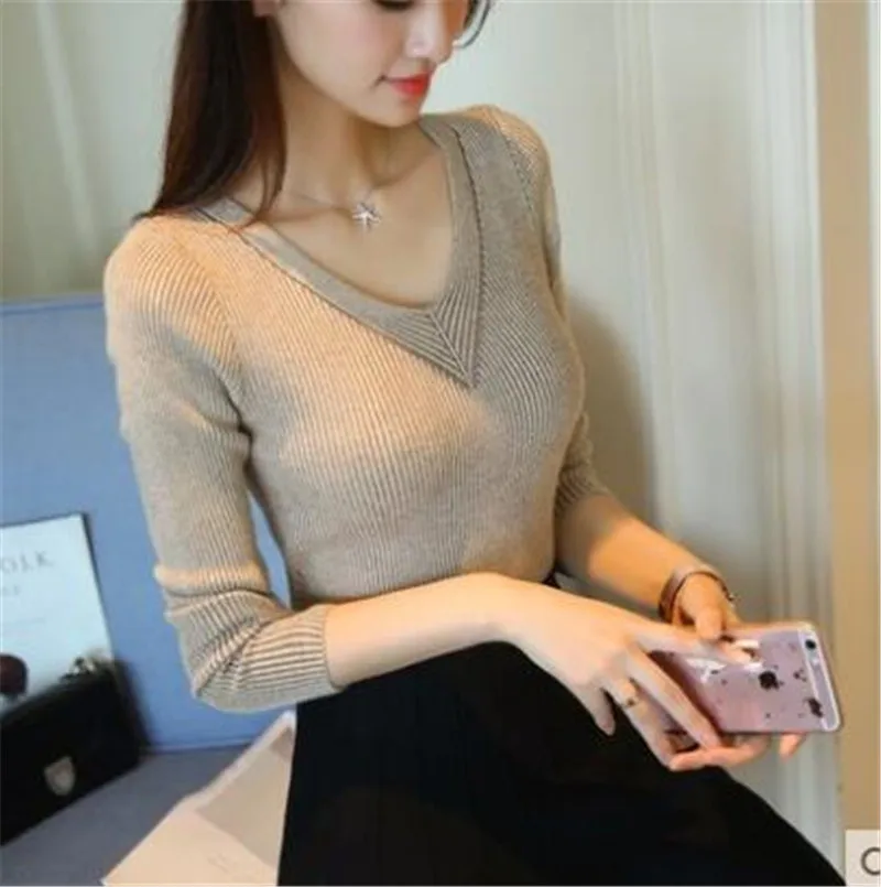 Женский трикотажный свитер в полоску красно-синий или черный пуловер зима 2017 |