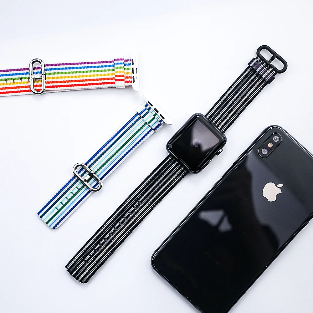 Ремешок Nato для apple watch, ремешок для apple watch 5, 4, 3, ремешок 44 мм, 40 мм, iwatch, ремешок 42 мм, 38 мм, плетеный нейлоновый браслет pulseira correa