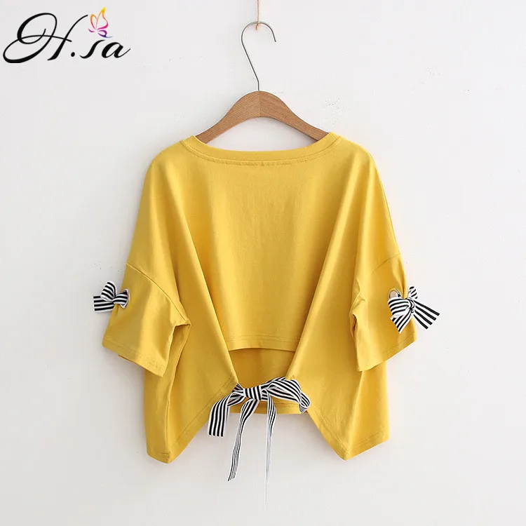 Женские блузки с коротким рукавом H. SA Свободные повседневные рубашки ярких