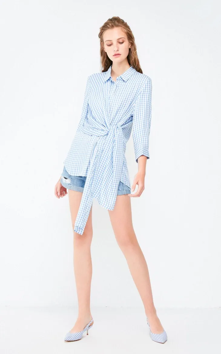 Vero Moda Новая женская клетчатая кружевная двухсторонняя блузка с 3/4 рукавами | 318331503