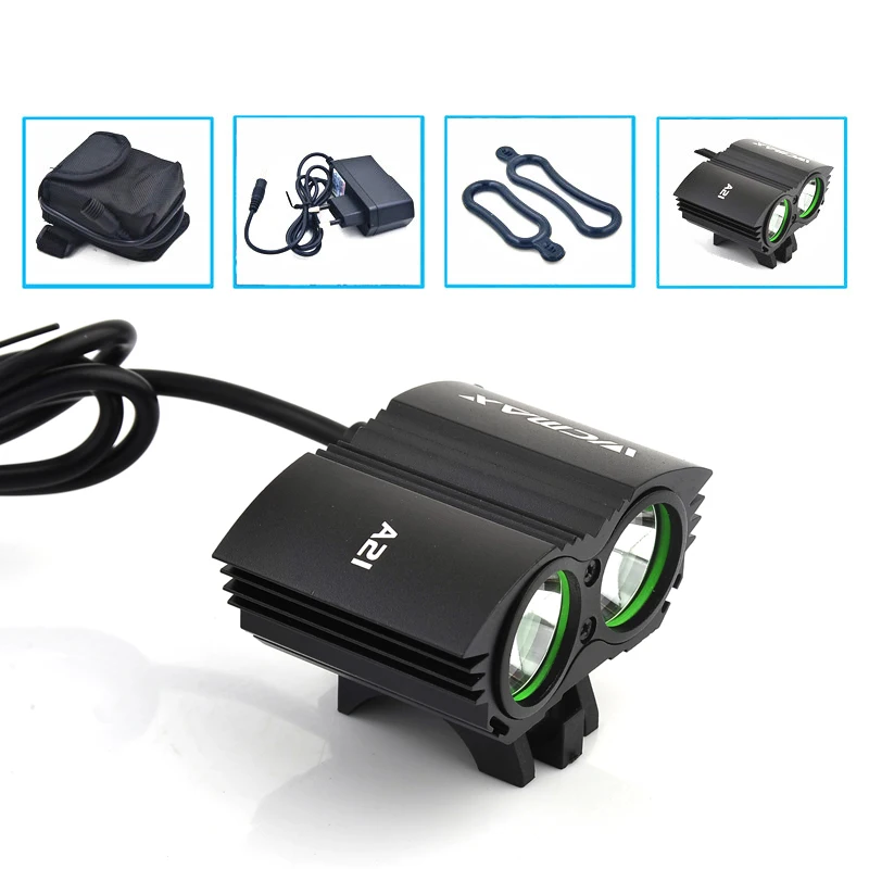 

2X XM-L U2 LED 5000Lm LED Front Head Bicycle Bike Light Headlamp with 10800mAh Battery + Charger Free Shipping