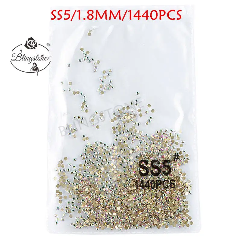 SS3-SS8 1440 шт Супер Блестящий Flatback многоцветный не горячей фиксации стразы для дизайна ногтей украшения обуви и украшение в виде танцующих фигурок - Цвет: gold  AB ss5 1440pcs