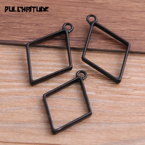 black -6 Pulchrode 8 шт./лот 8 видов стилей черный цвет сплав ювелирные аксессуары геометрический брелок полые клей пустой кулон лоток ободок 11A - Окраска металла: black -6