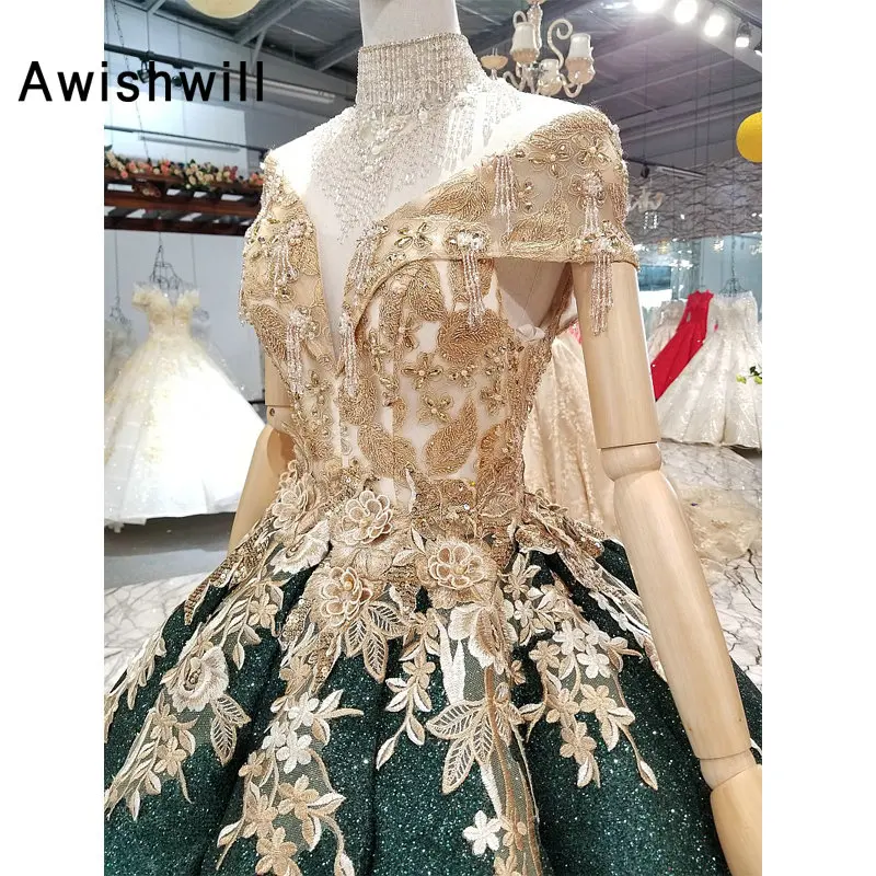 Real Photo Vestidos Fiesta de Noche Mujer Cap Sleeve Floor Length Sequin Dress Long Beaded With Lace Formal Ball Gown Prom Dress