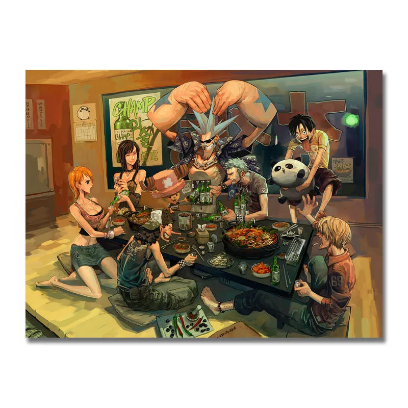 One piece манга сильные мира Япония художественный шелковый аниме плакат 13x18 24x32