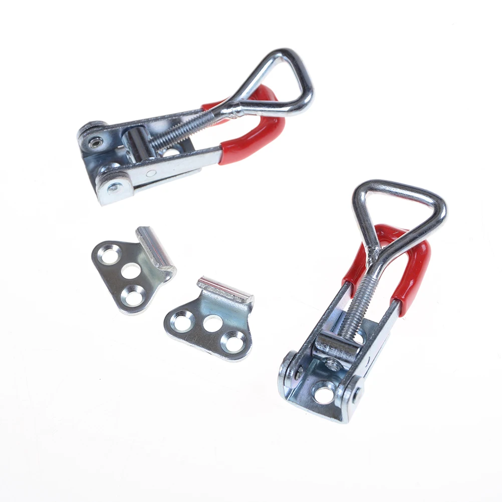 

1pc Adjustable Toolbox Case Metal Toggle Latch Catch Clasp Length Silver+Red