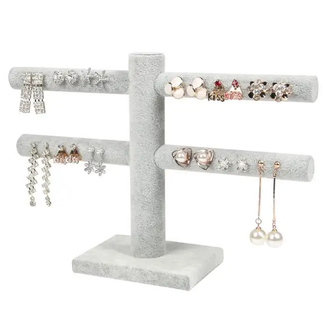 grey earrings stand Rasalhaguer 20 пар подставка для сережек ювелирные изделия дисплей держатель серьги дисплей рамка ювелирные изделия Органайзер полка - Цвет: grey earrings stand