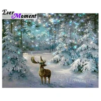 ever moment 5d diy diamond painting deer elk diamond mosaic picture of rhinestones christmas trees gift home decor asf1053