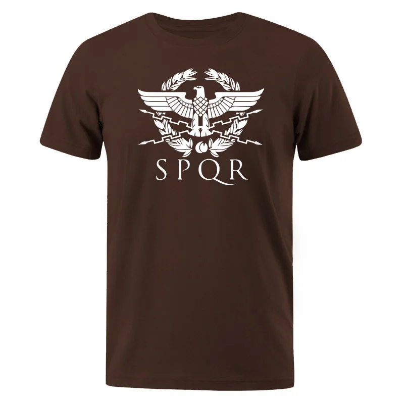 Мужские футболки SPQR Римский гладиатор Императорский Золотой орел летняя футболка мужская Harajuku футболка с коротким рукавом повседневные топы футболки - Цвет: brown 5