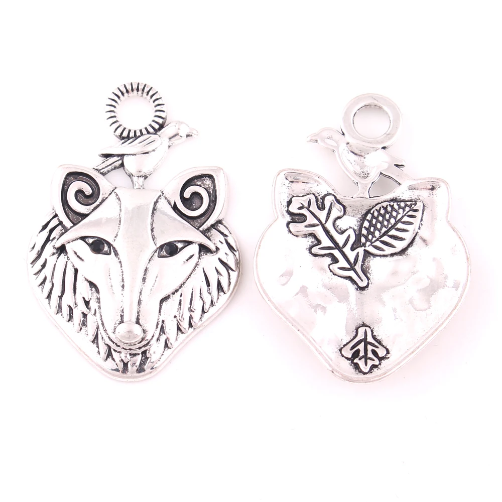 Antique Silver Wolf with Raven Pendant Mythology Viking Totem Animal Amulet Wicca Jewelry Accessories | Украшения и аксессуары
