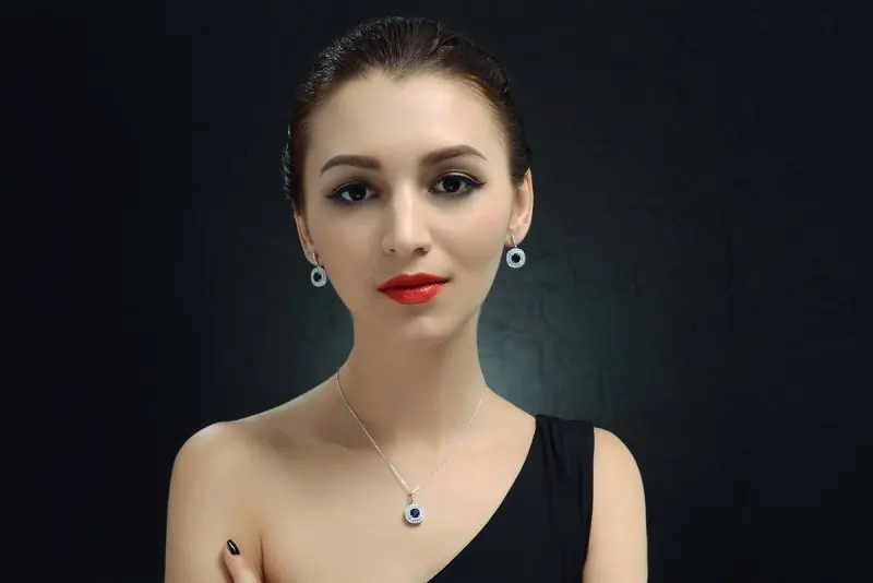 T.N 1983 Summer Jewelry Rhinestone Vintage Classic Square Sets Fashion Blue Necklace Earrings | Украшения и аксессуары