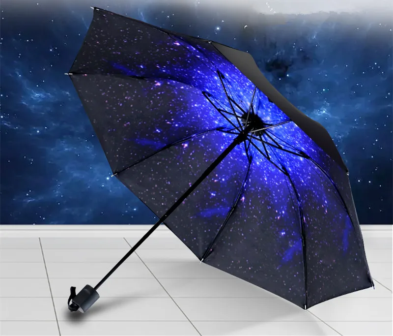 Starry sky Портативные женские зонты, трость, складной креативный солнцезащитный зонт для детей, для улицы, для путешествий, прозрачный зонтик, Мужской зонтик - Цвет: Starry sky