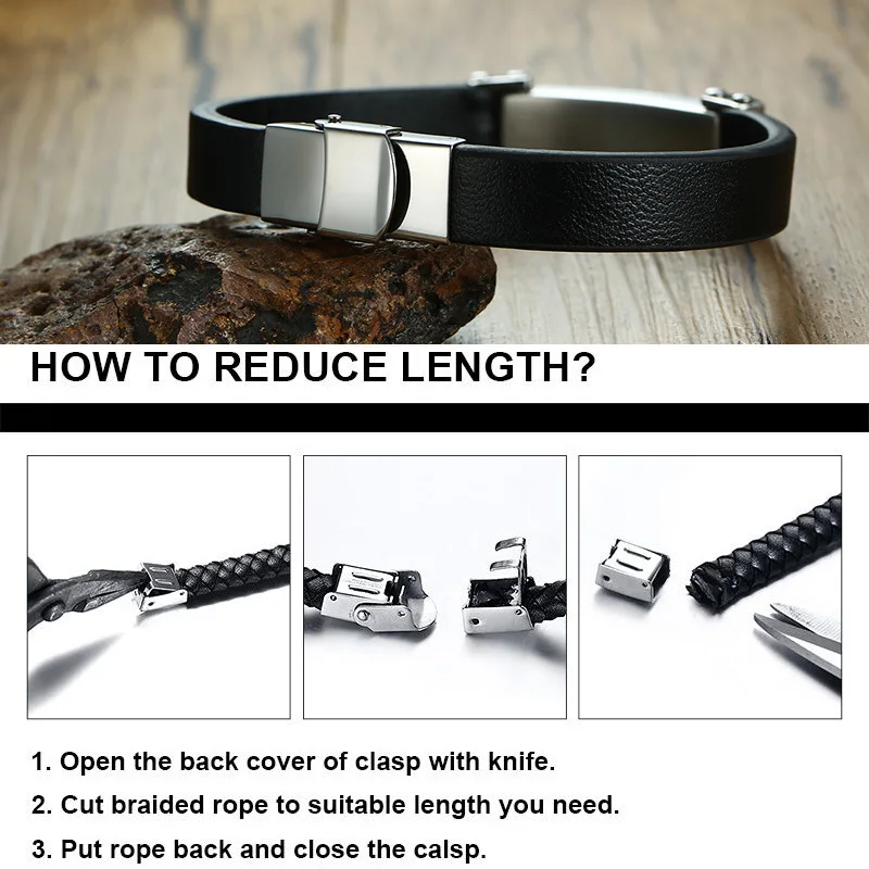 Мужской регулируемый браслет из натуральной кожи 11 мм | Украшения и аксессуары