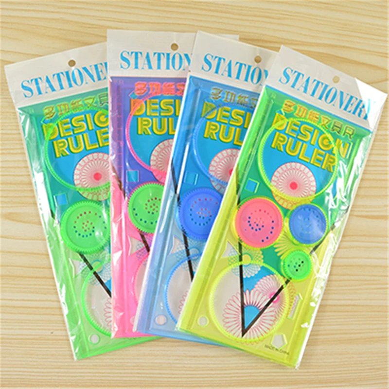 

2 Pcs/Set Spirograph Geometric Ruler Learning Drawing Tool Stationery For Student Drawing Set Creative Gift
