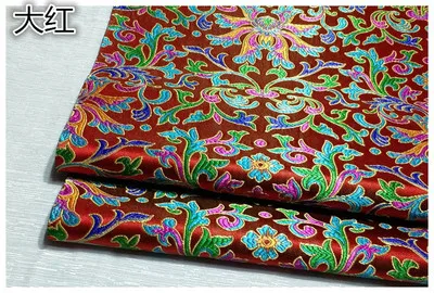 red base CF384 1 ярд 6 цветов китайские Цветочные Парчи жаккард Cheongsam шелковая парча ткань для женского платья ткань для китайской свадьбы - Цвет: red base
